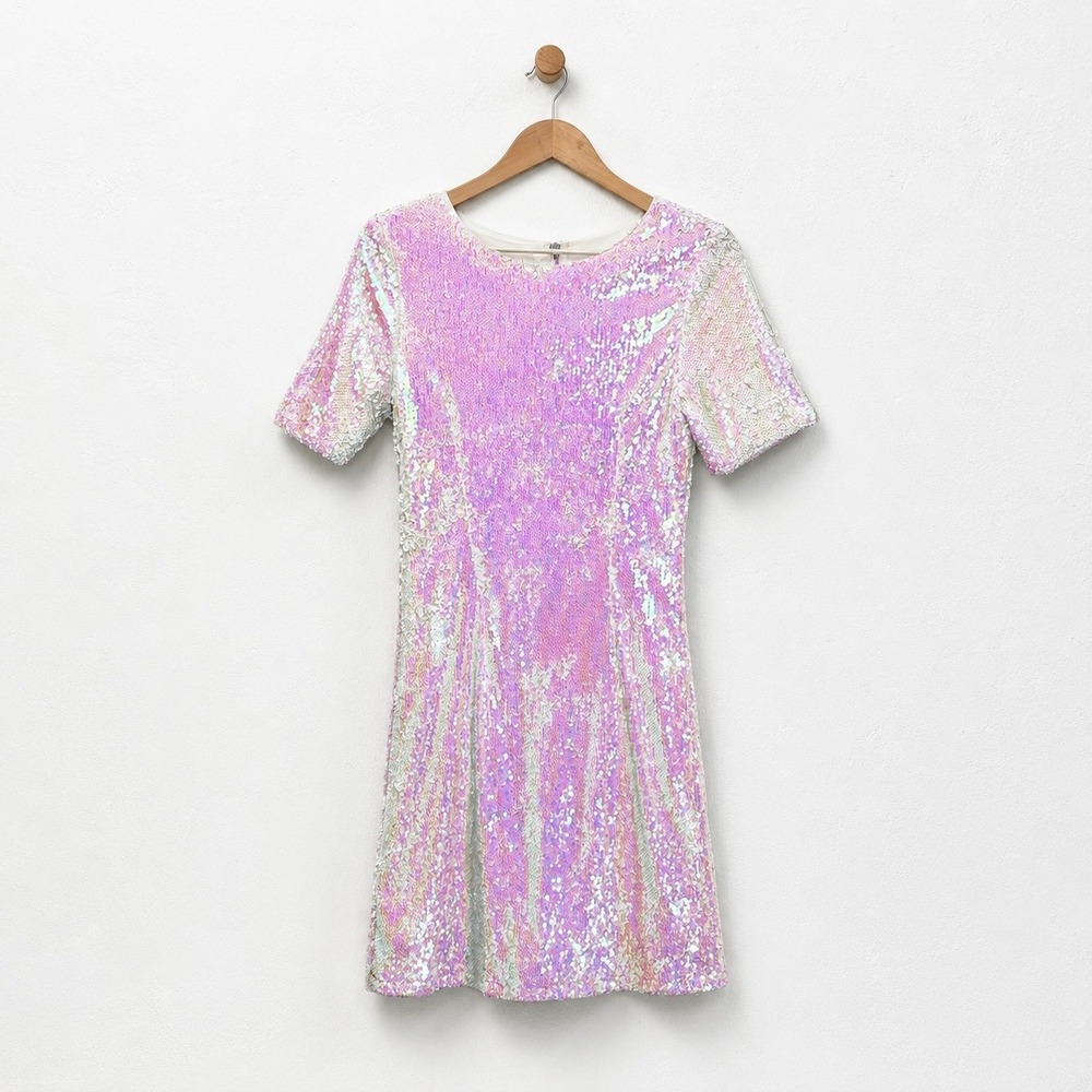 Glamorous Iridescent Sequin Mini Dress Small Disco Party Club Sparkle Swiftie